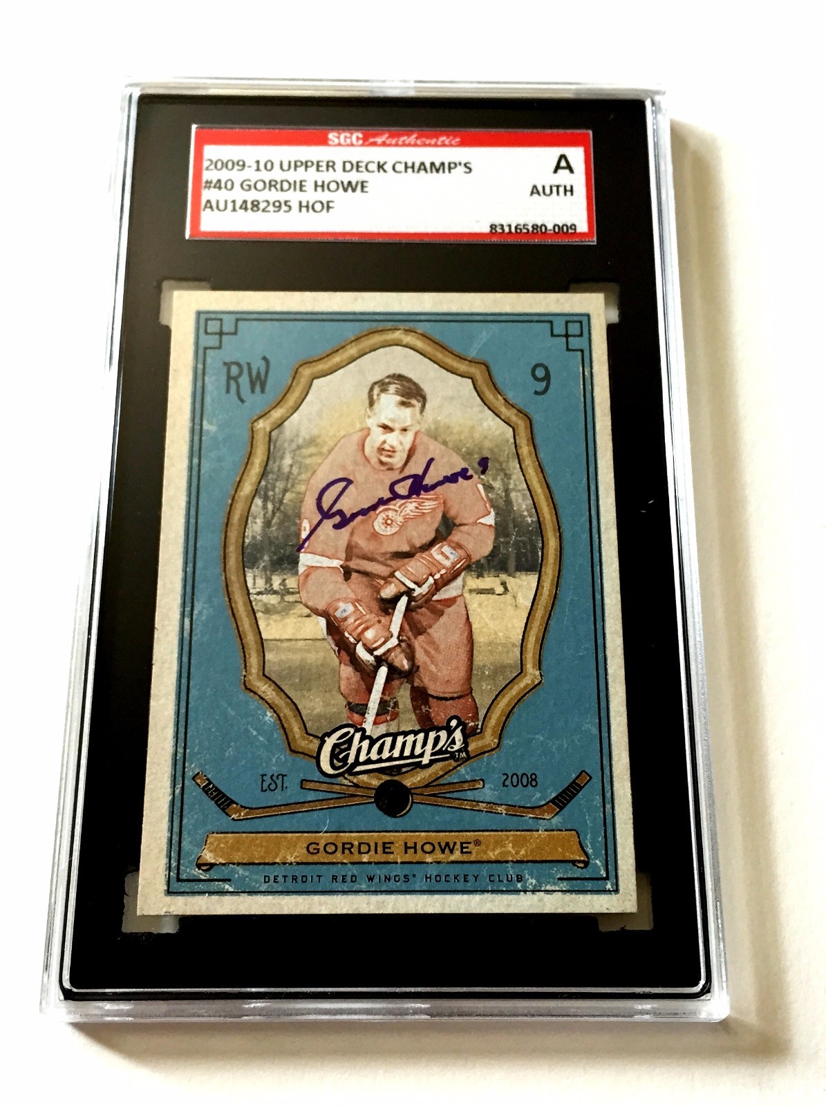 GORDIE HOWE SIGNED 2009/10 UPPER DECK CHGAMPS CARD #40 SGC AUTHENTICATED