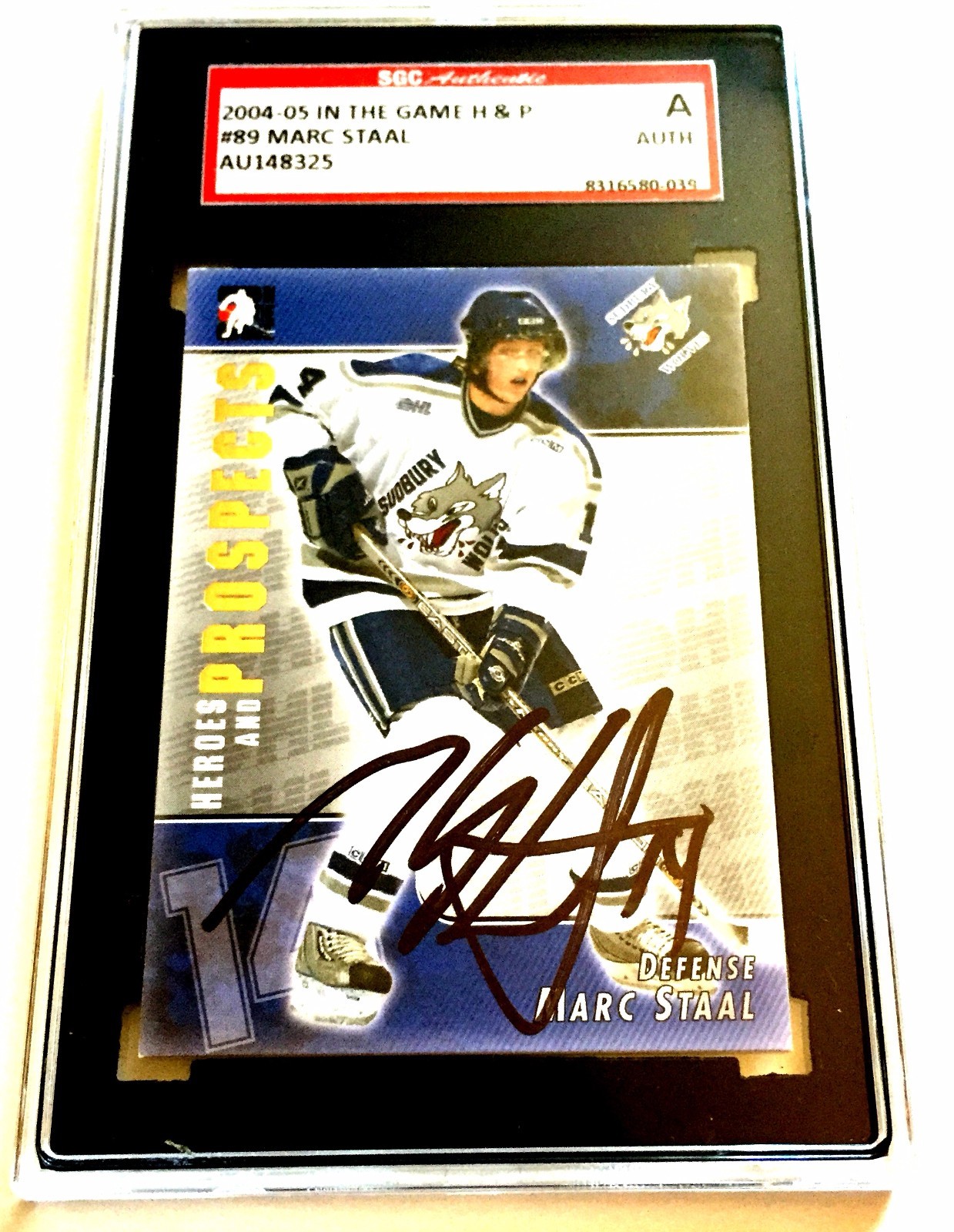 MARC STAAL SIGNED 2004/05 HEROES AND PROSPECTS CARD #89 SGC AUTHENTICATED