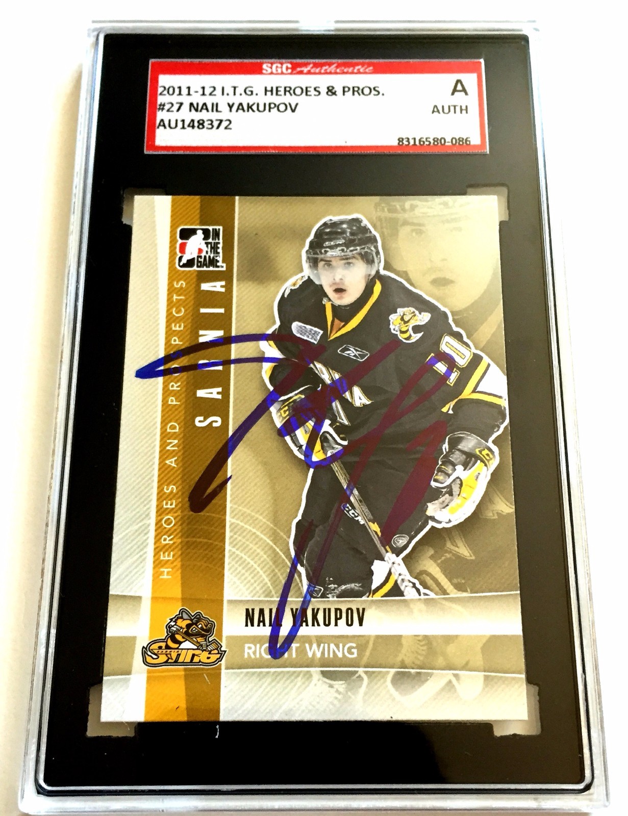NAIL YAKUPOV SIGNED 2011-12 HEROES AND PROSPECTS CARD SGC AUTHENTICATED BLUES