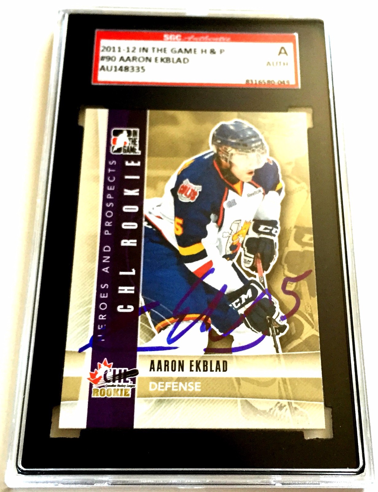 AARON EKBLAD SIGNED 2011-12 HEROES AND PROSPECTS CARD #90 SGC AUTHENTICATED COLLECTIBLE MEMORABILIA