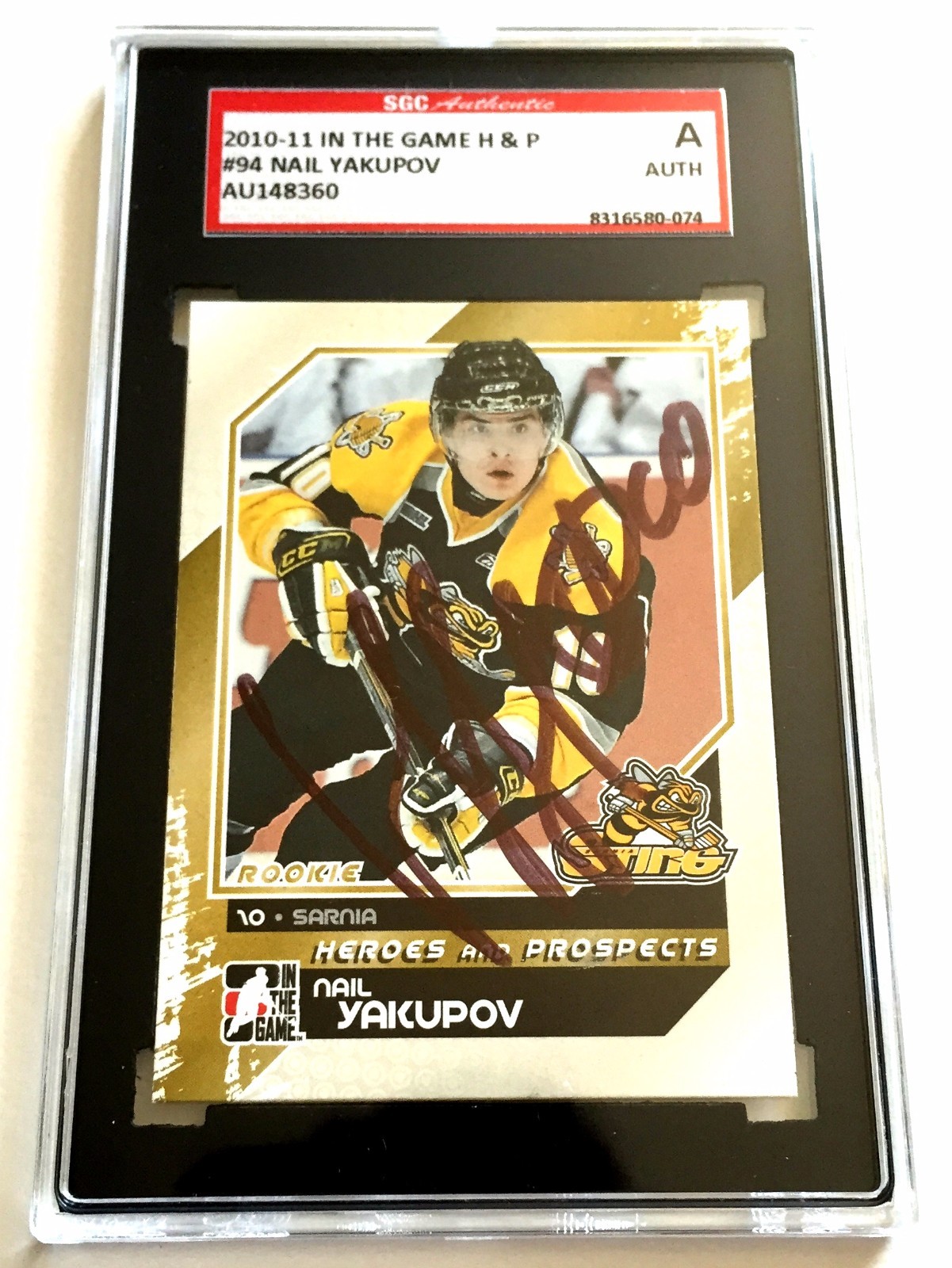 NAIL YAKUPOV SIGNED 2010/11 HEROES AND PROSPECTS CARD SGC AUTHENTICATED BLUES