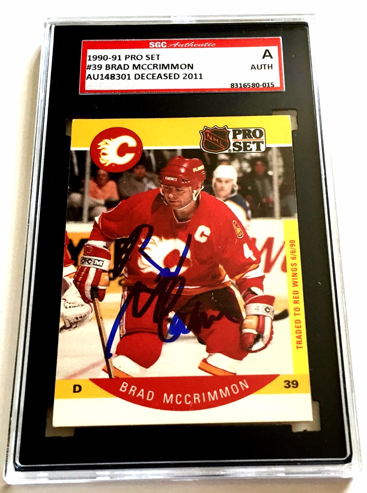 BRAD MCCRIMMON SIGNED 1990/91 PRO SET CARD #39 SGC AUTHENTICATED