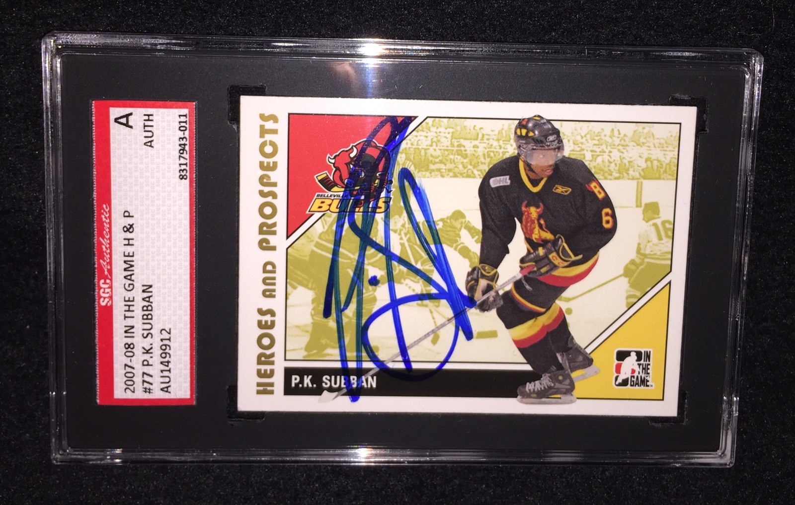 P.K SUBBAN SIGNED 2007/08 HEROES AND PROSPECTS CARD #77 SGC AUTHENTICATED