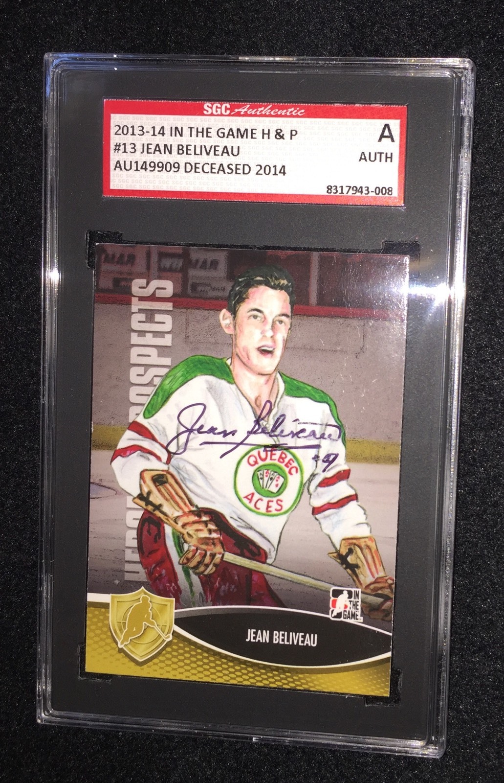JEAN BELIVEAU SIGNED 2013/14 HEROES AND PROSPECTS CARD #13 SGC AUTHENTICATED
