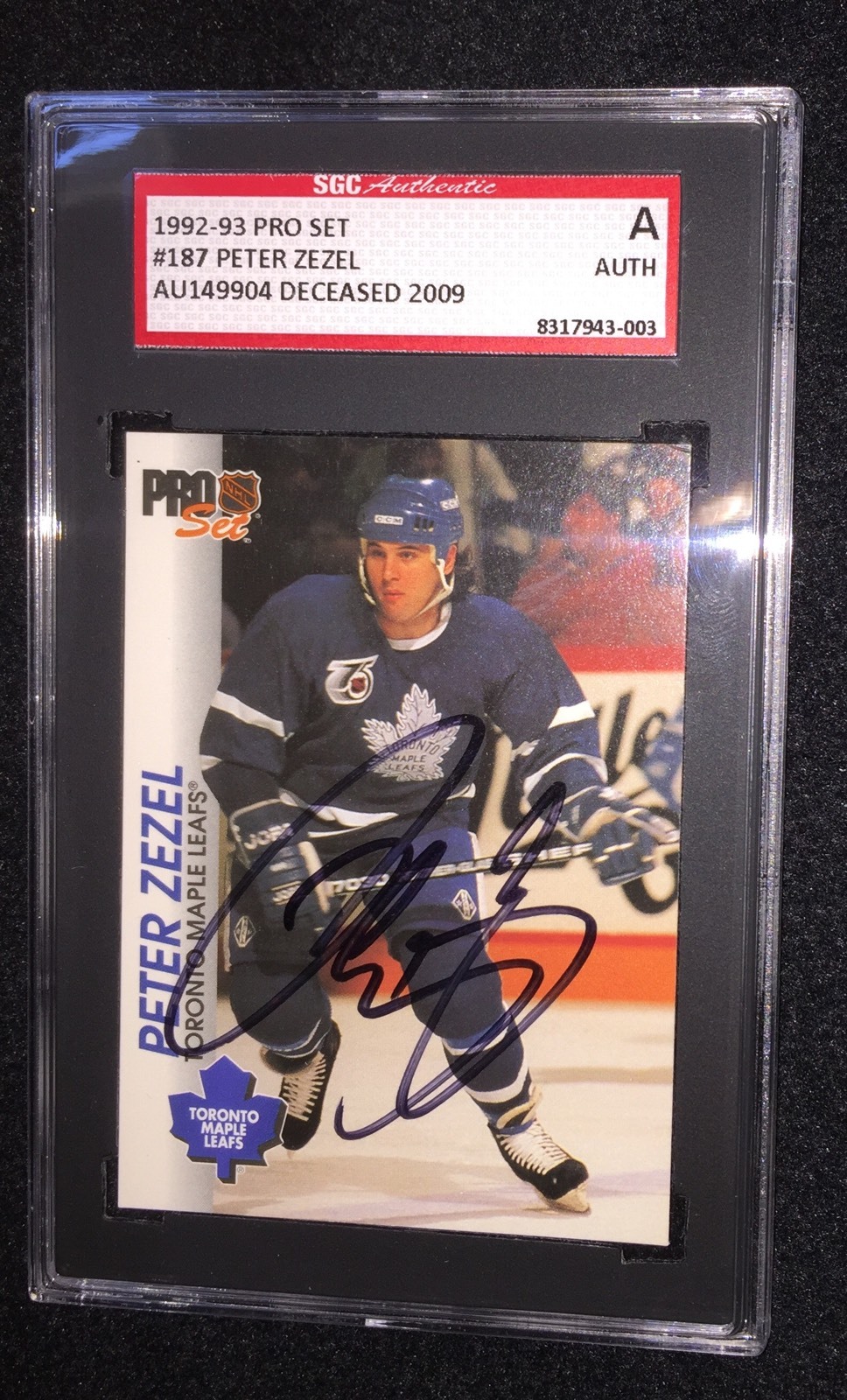 PETER ZEZEL SIGNED 1992/93 PRO SET CARD #187 SGC AUTHENTICATED DECEASED 2009
