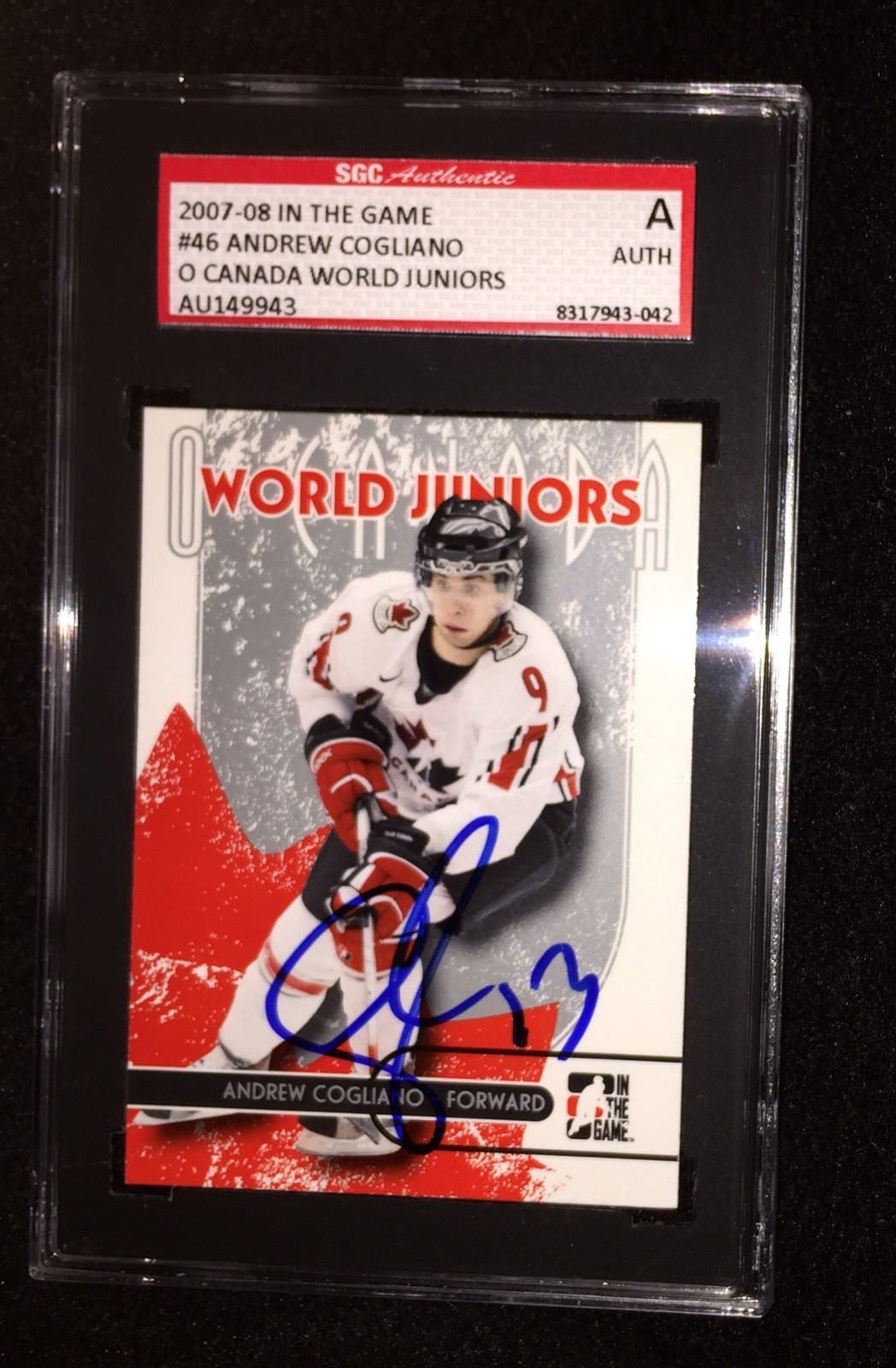 ANDREW COGLIANO SIGNED 2007/08 ITG O'CANADA CARD #46 SGC AUTHENTICATED