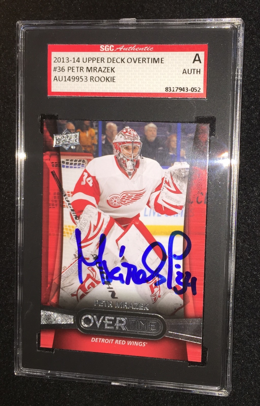 PETR MRAZEK SIGNED 2013/14 UD OVERTIME ROOKIE CARD #36 SGC AUTHENTICATED