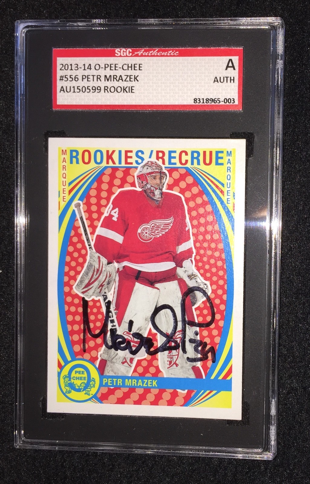PETR MRAZEK SIGNED 2013/14 O-PEE-CHEE ROOKIE CARD #556 SGC AUTHENTICATED