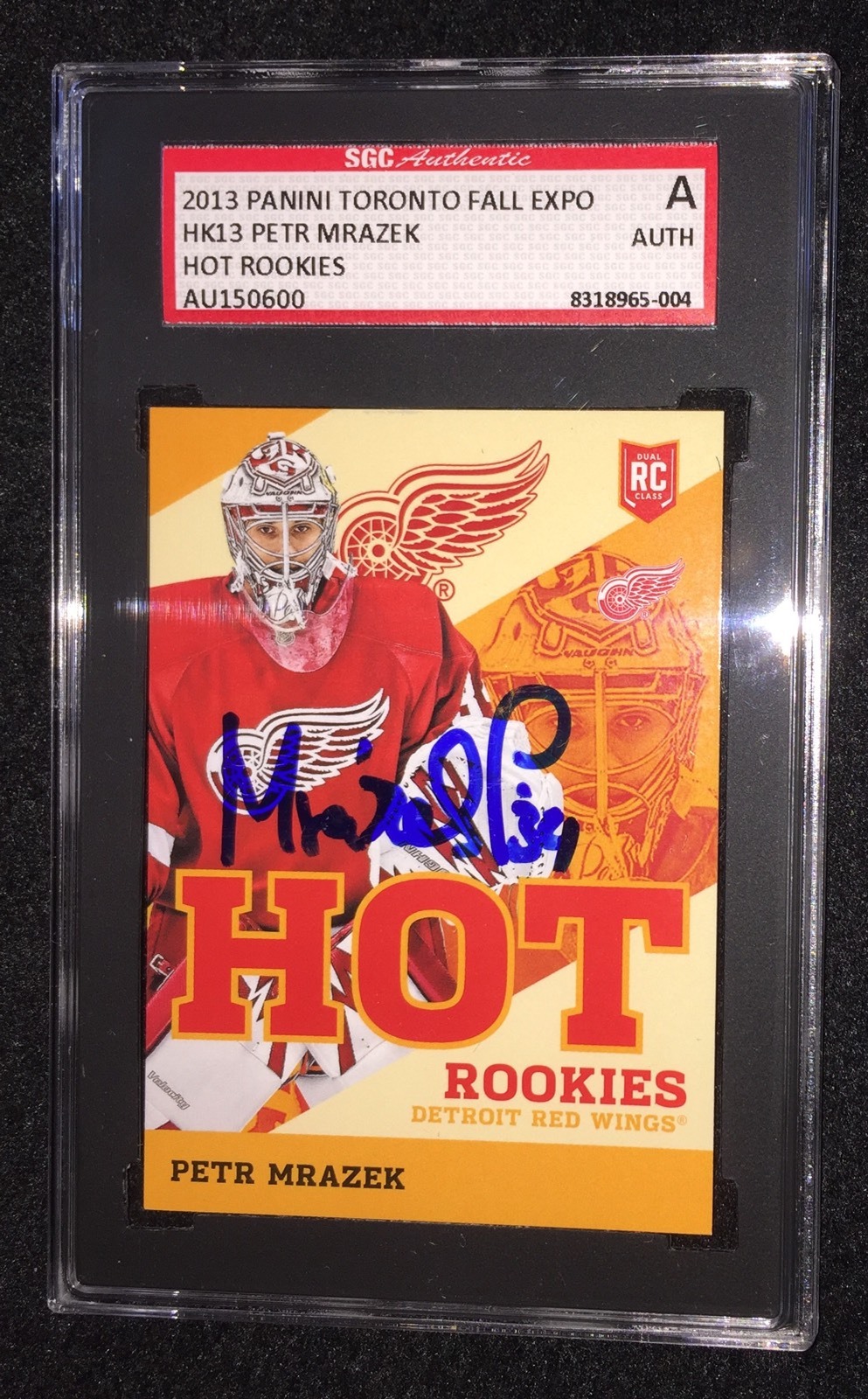 PETR MRAZEK SIGNED 2013/14 PANINI FALL EXPO ROOKIE CARD #556 SGC AUTHENTICATED
