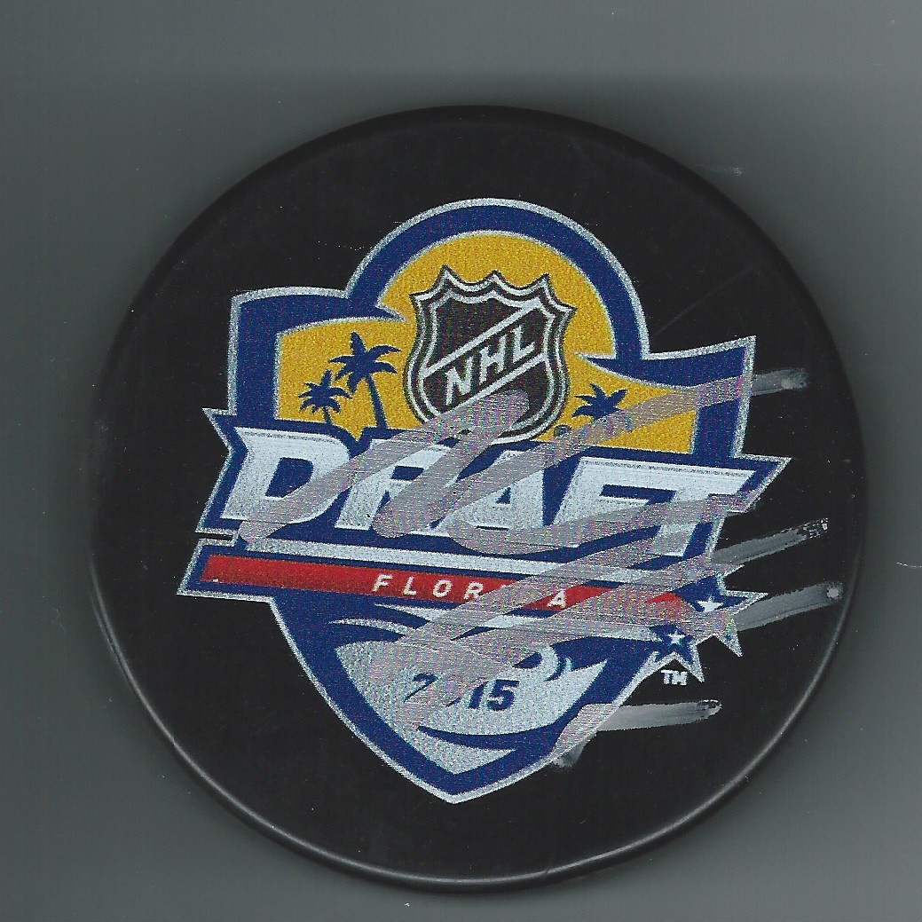 Noah Hanifin Signed 2015 Draft Puck Calgary Flames