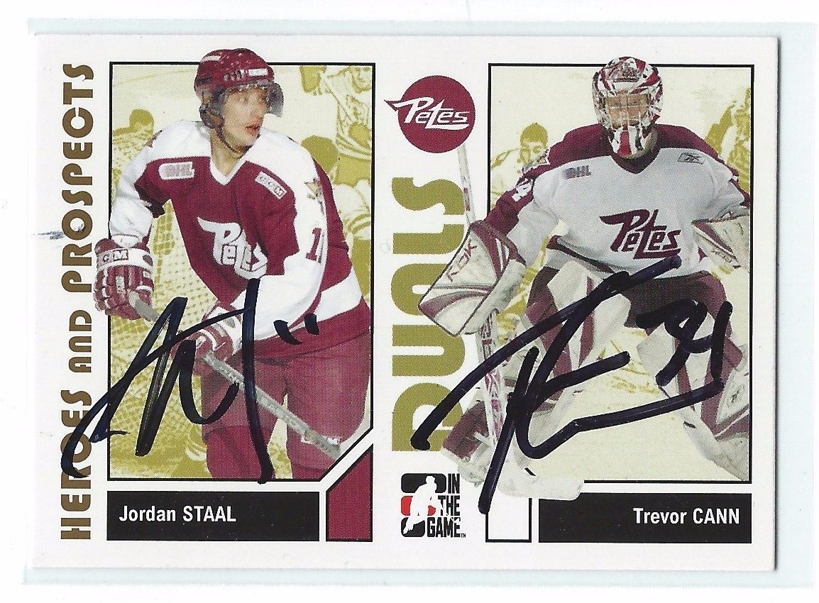 Jordan Staal & Trevor Cann Signed 2007/08 Heroes and Prospects Card #91
