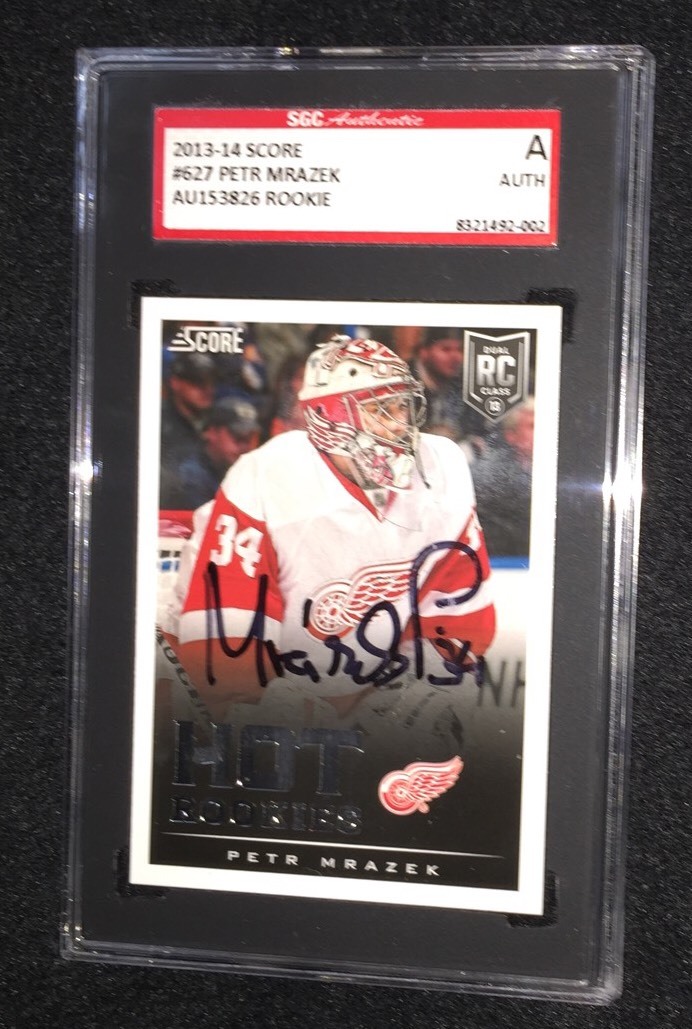 PETR MRAZEK SIGNED 2013/14 UD SCORE ROOKIE CARD #627 SGC AUTHENTICATED FLYERS