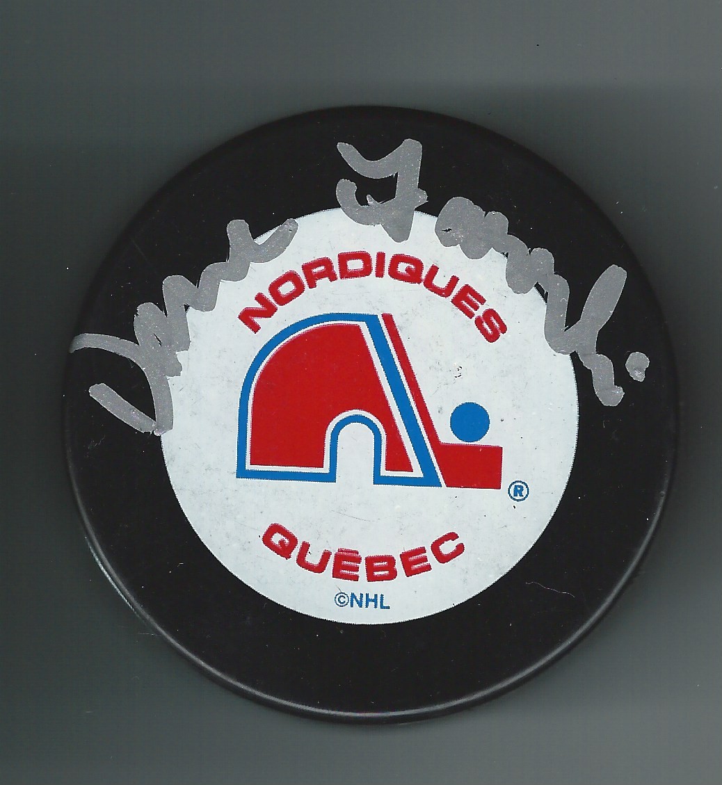 Dave Farrish Signed Quebec Nordiques Puck