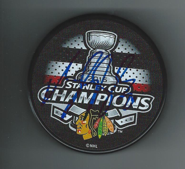 BRANDON SAAD SIGNED CHICAGO BLACKHAWKS 2015 STANLEY CUP CHAMPIONSHIP PUCK