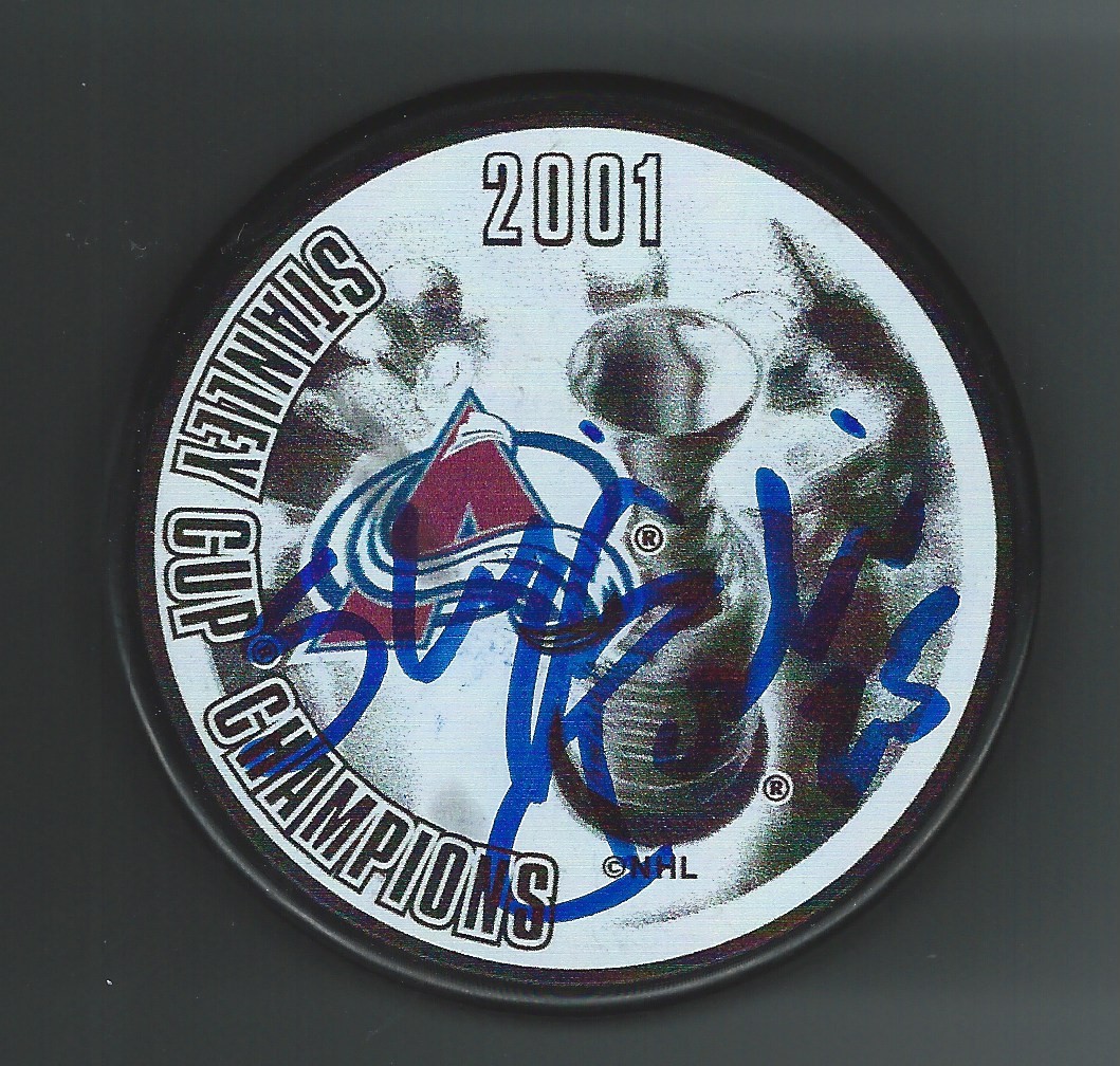 SHJON PODEIN SIGNED COLROADO AVALANCHE 2001 STANLEY CUP CHAMPIONSHIP PUCK