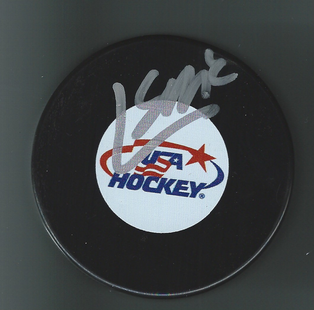 Luke Martin Signed USA Hockey Puck Michigan Wolverines