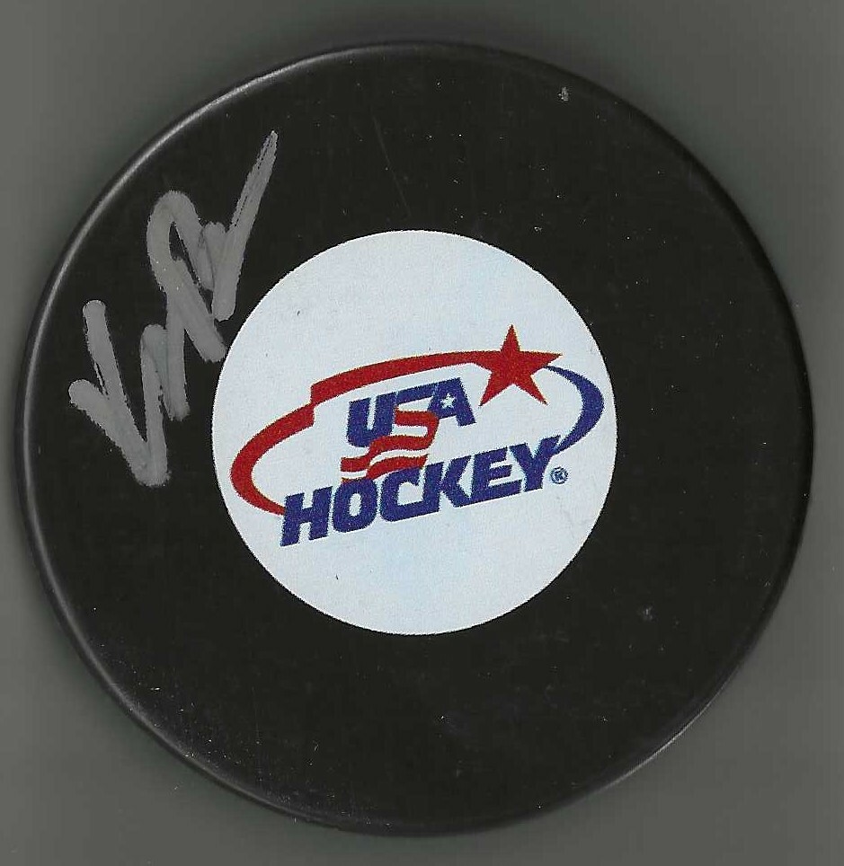 Kieffer Bellows Signed USA Hockey Puck New York Islanders