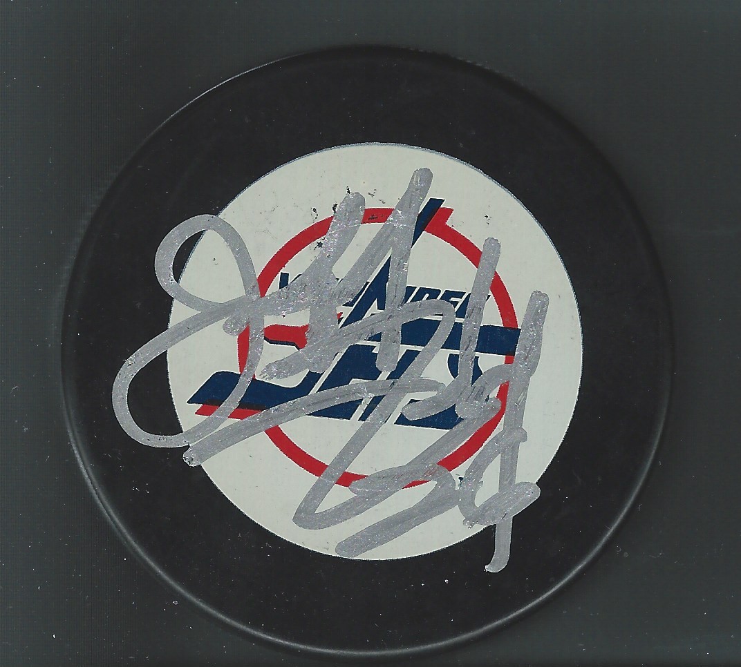 Jeff Finley Signed Winnipeg Jets Puck