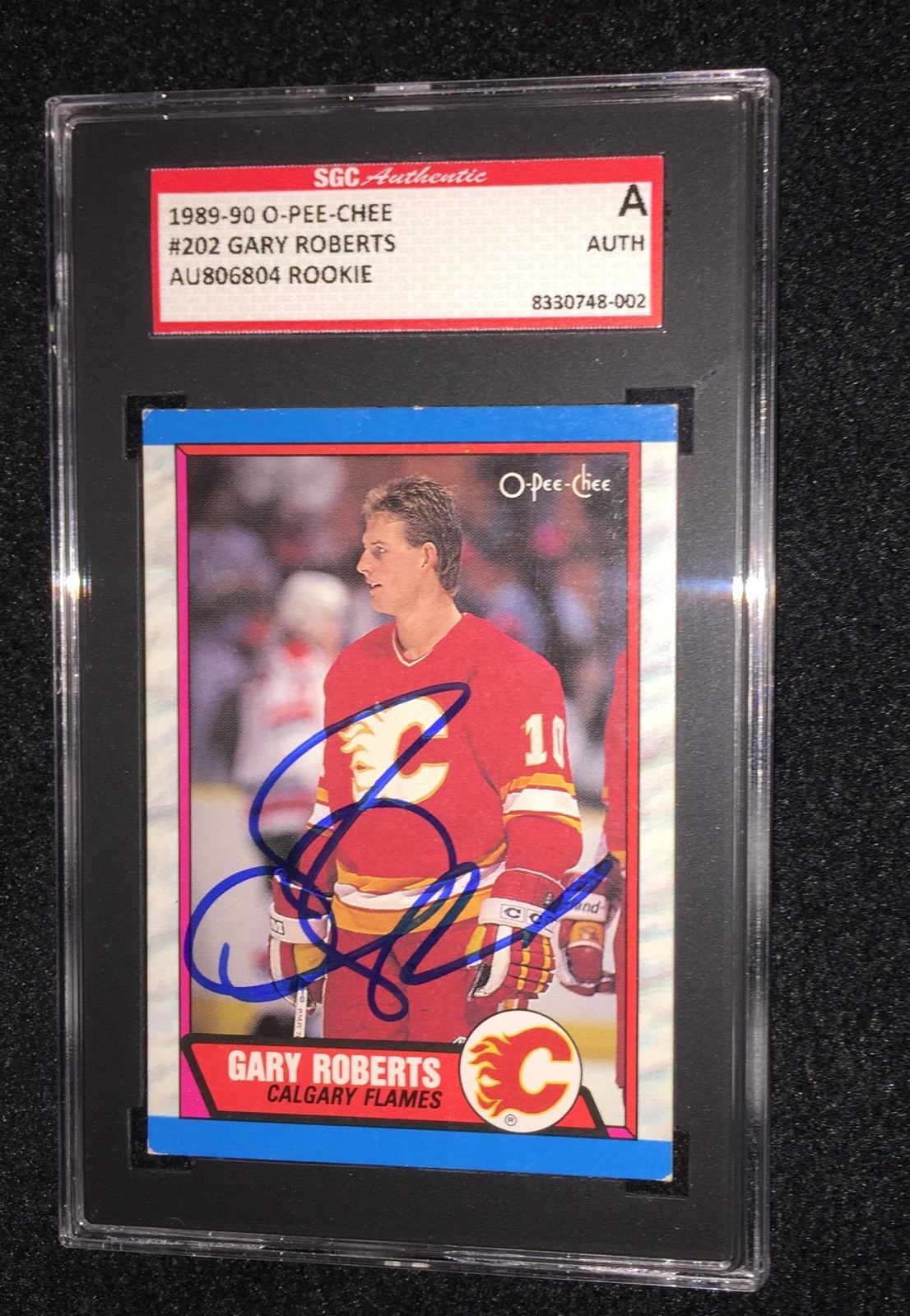 GARY ROBERTS SIGNED 1989/90 O-PEE-CHEE ROOKIE CARD #202 SGC AUTHENTICATED