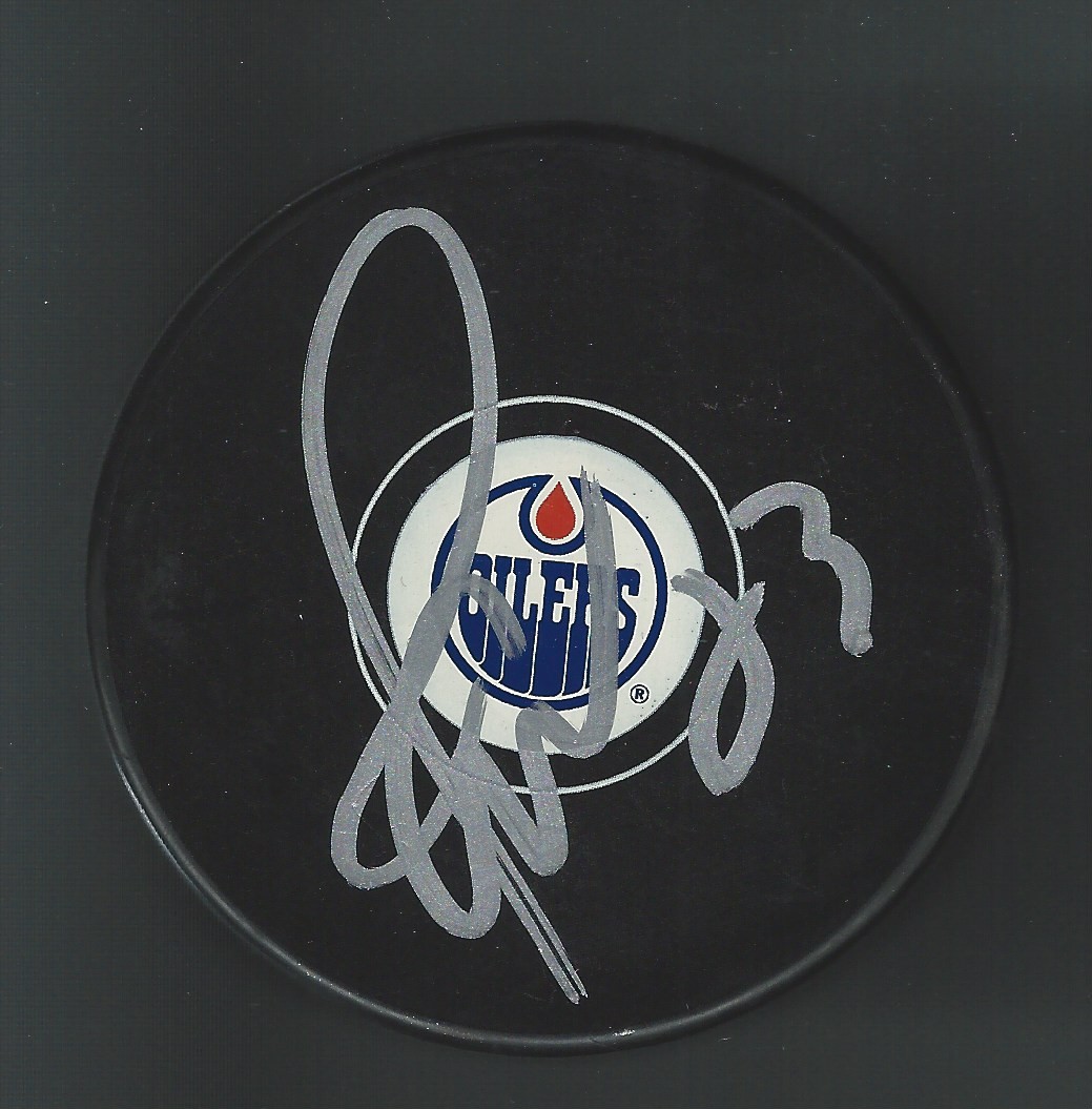 Martin Gelinas Signed Edmonton Oilers Puck