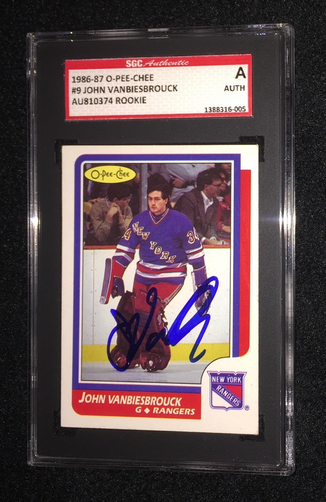 JOHN VANBIESBROUCK SIGNED 1986/87 O-PEE-CHEE ROOKIE CARD #9 SGC AUTHENTICATED