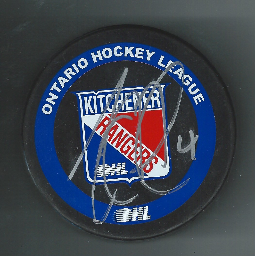 Gregory Campbell Signed Kitchener Rangers Puck Boston Bruins