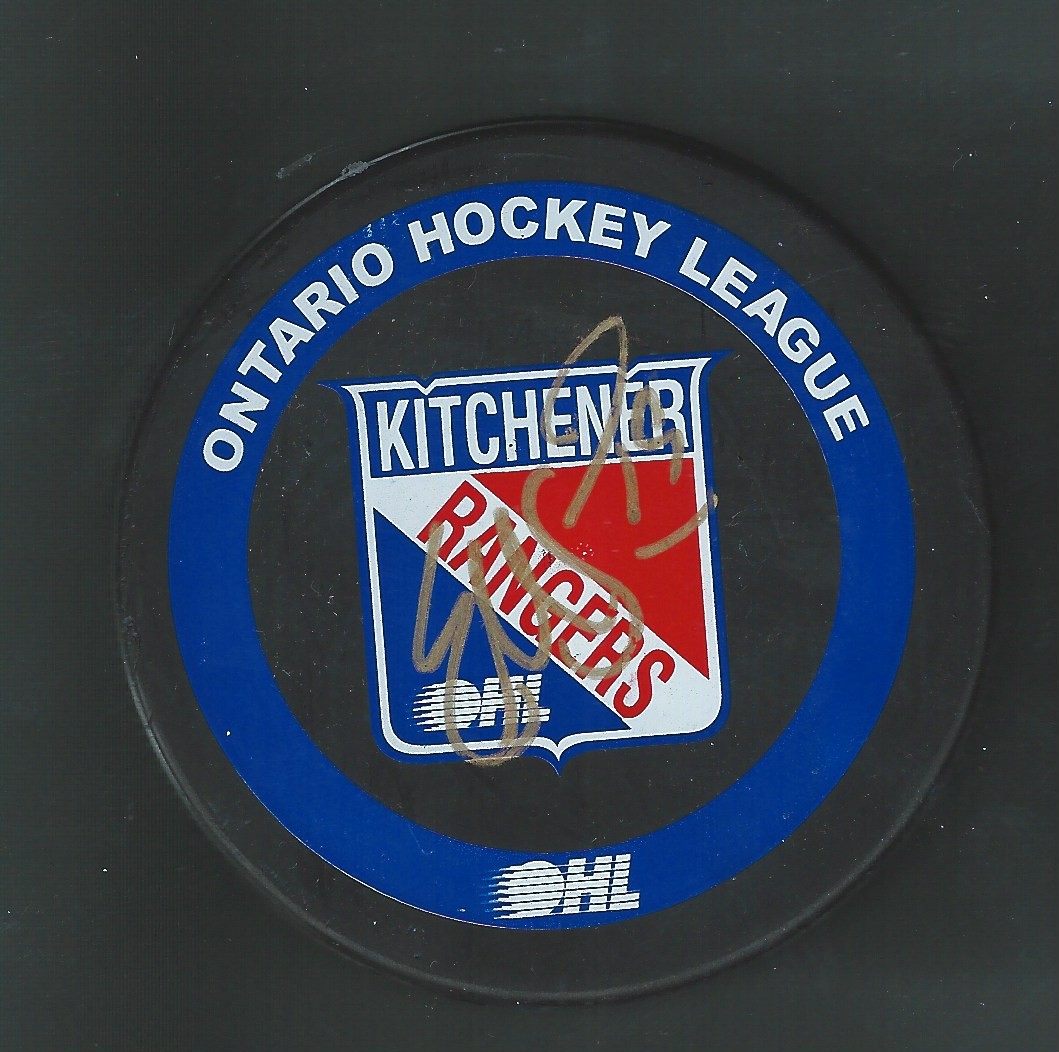 Evan McGrath Signed Kitchener Rangers Puck Toledo Storm