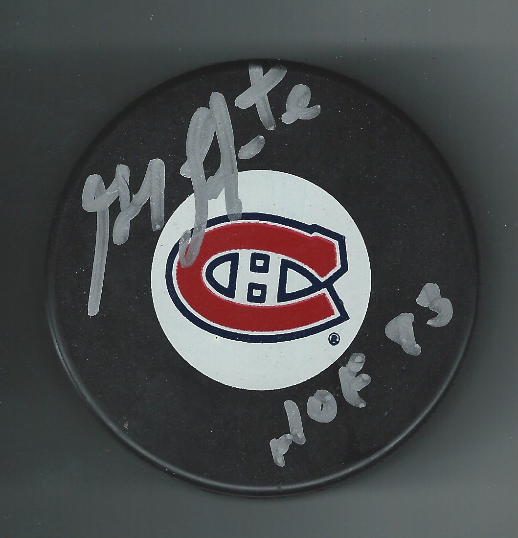 Guy Lapointe Signed & Inscribed Montreal Canadiens Puck
