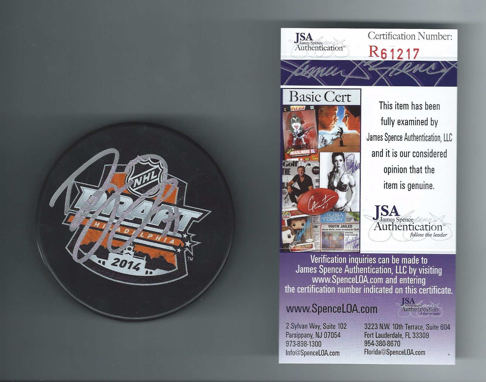 Dylan Larkin Signed 2014 Draft Puck JSA Authenticated Detroit Red Wings