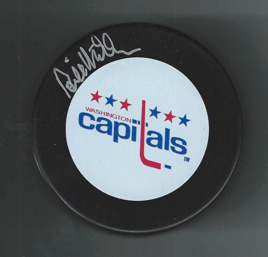 Bill Mikkelson Signed Washington Capitals Puck Inaugural Team Member