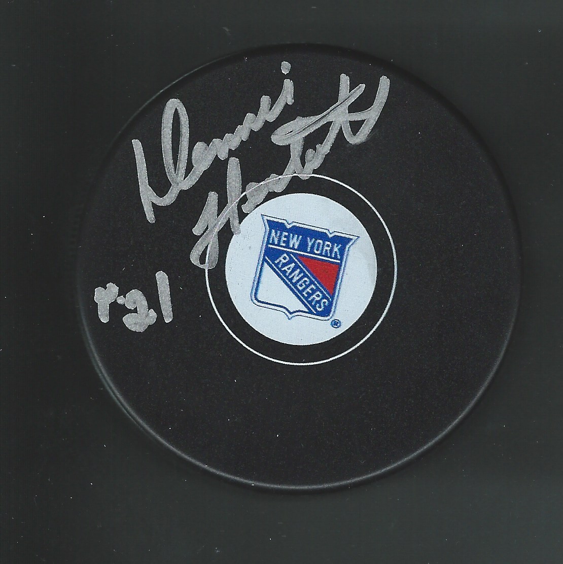 Dennis Hextall Signed New York Rangers Puck
