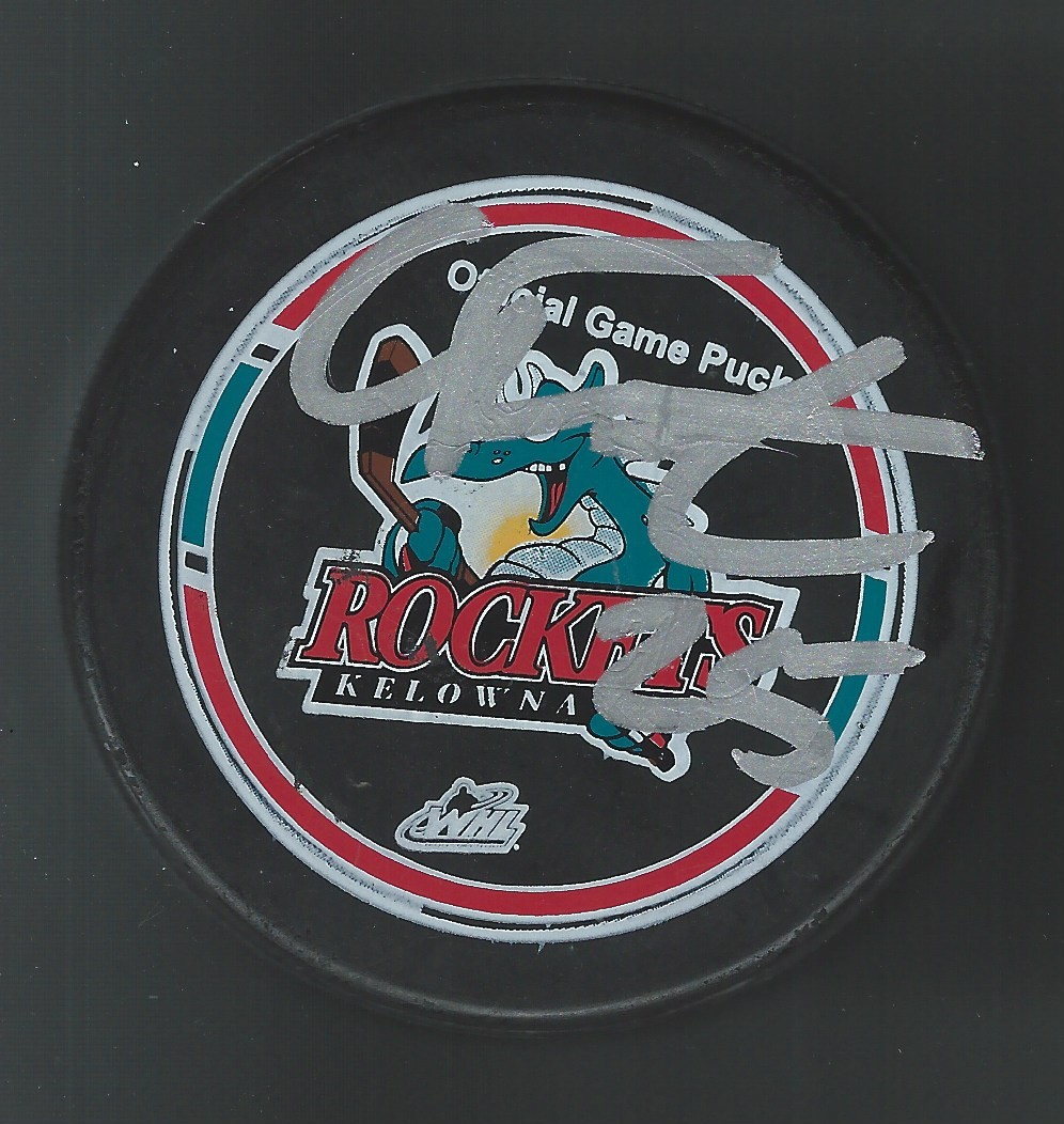 Cal Foote Signed Kelwona Rockets Official Game Puck Tampa Bay Lightning