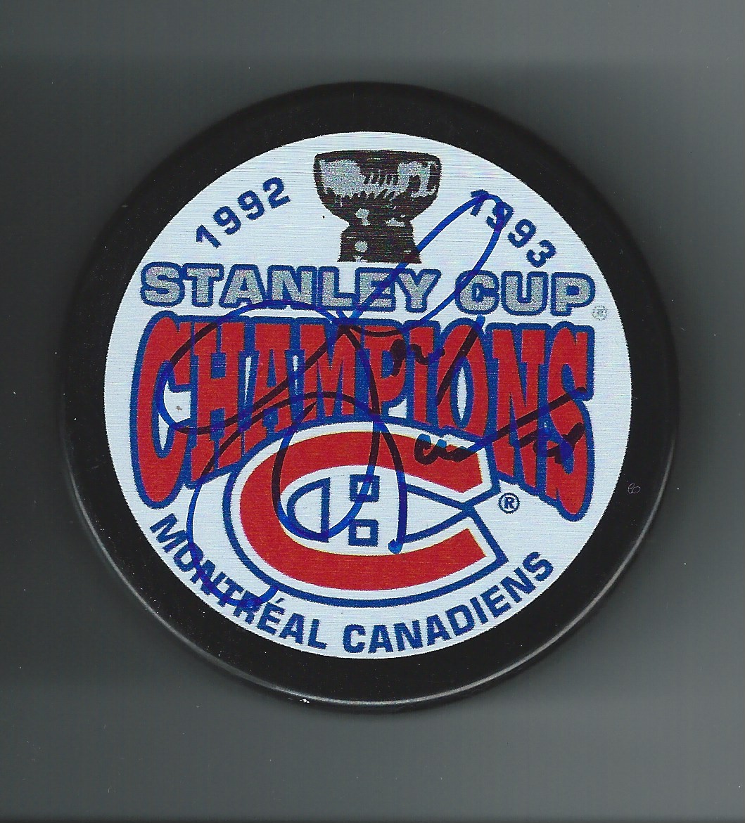 Gary Leeman Signed Montreal Canadiens 1993 Stanley Cup Champions Puck