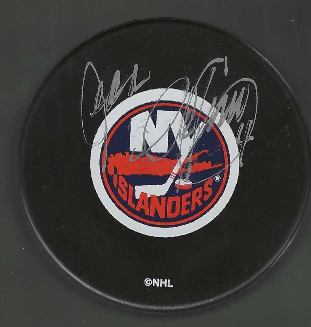 Jean Potvin Signed New York Islanders Puck