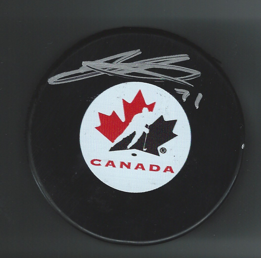 Nicholas Porco Signed Team Canada Hockey Puck Saginaw Spirit