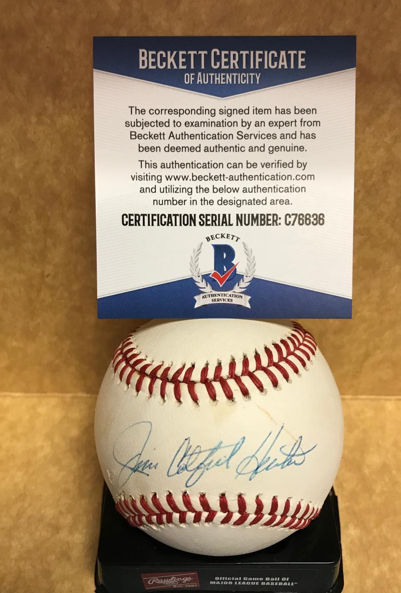 JIM CATFISH HUNTER YANKEES/A'S  SIGNED A.L. BASEBALL BECKETT  C76636