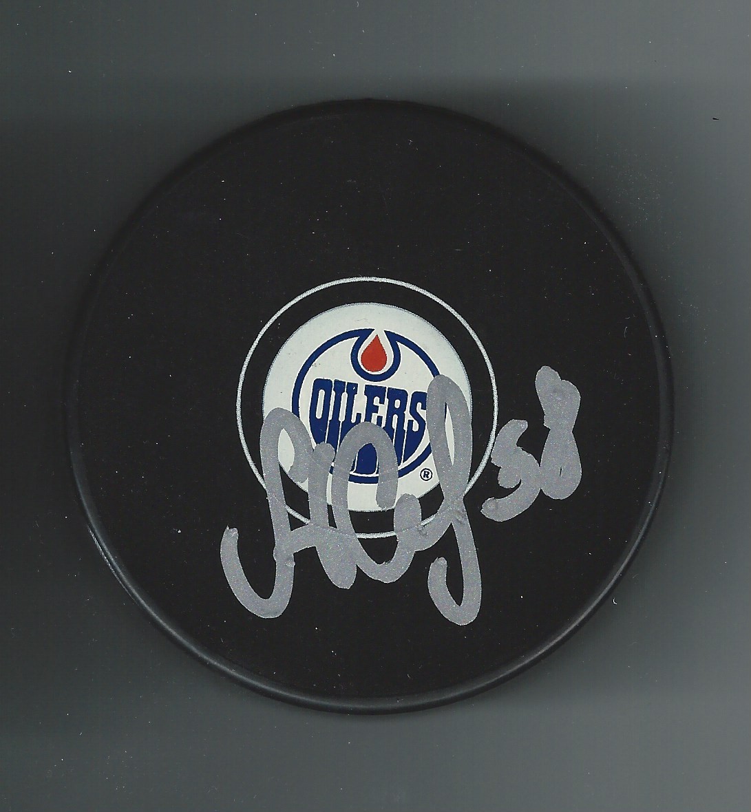 Anton Slepyshev Signed Edmonton Oilers Puck