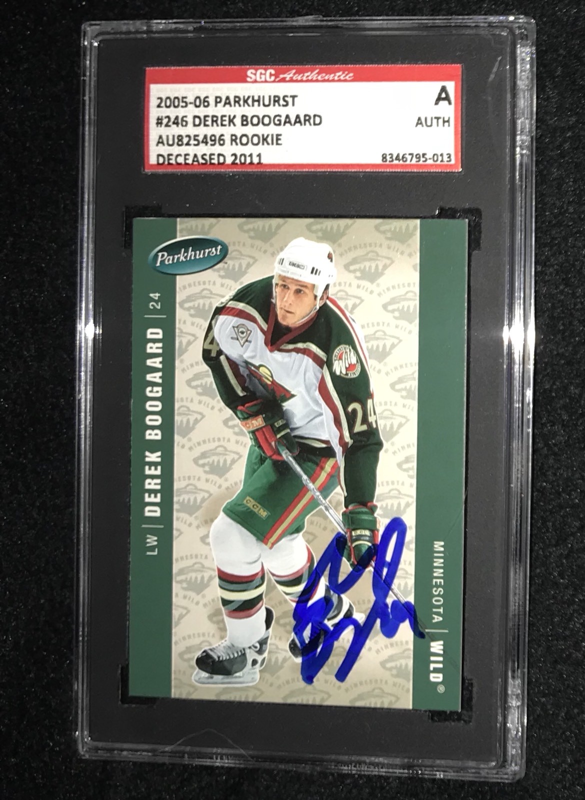 DEREK BOOGAARD SIGNED 2005/06 PARKHURST ROOKIE CARD #246 SGC AU825496 WILD