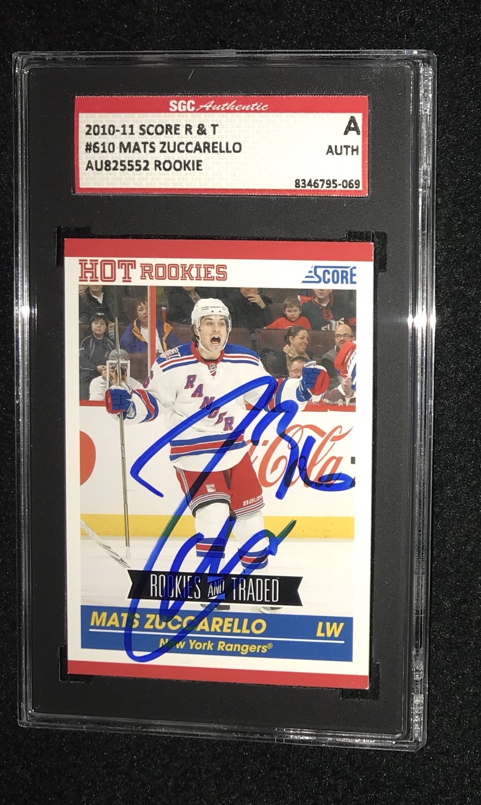 MATS ZUCCARELLO SIGNED 2010/11 SCORE ROOKIE TRADED CARD #610 SGC AU825525