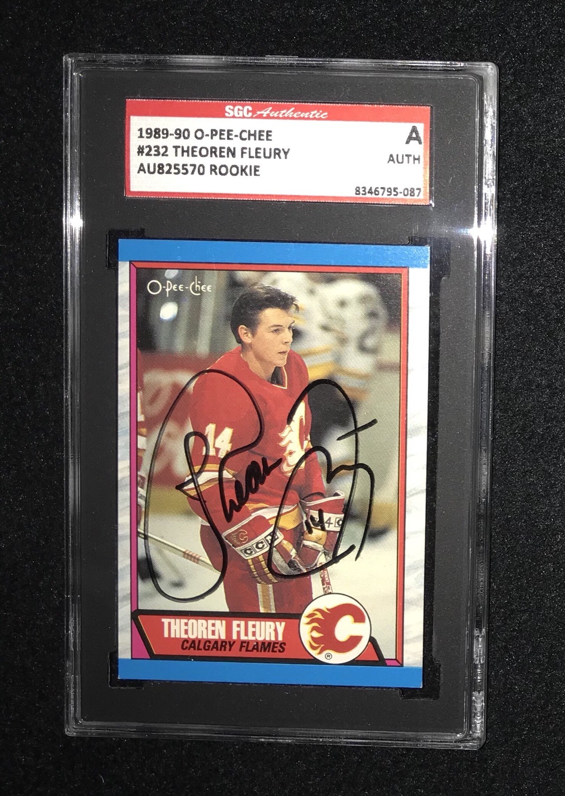 THEO THEOREN FLEURY SIGNED 1989/90 O-PEE-CHEE ROOKIE CARD #232 SGC AU825570