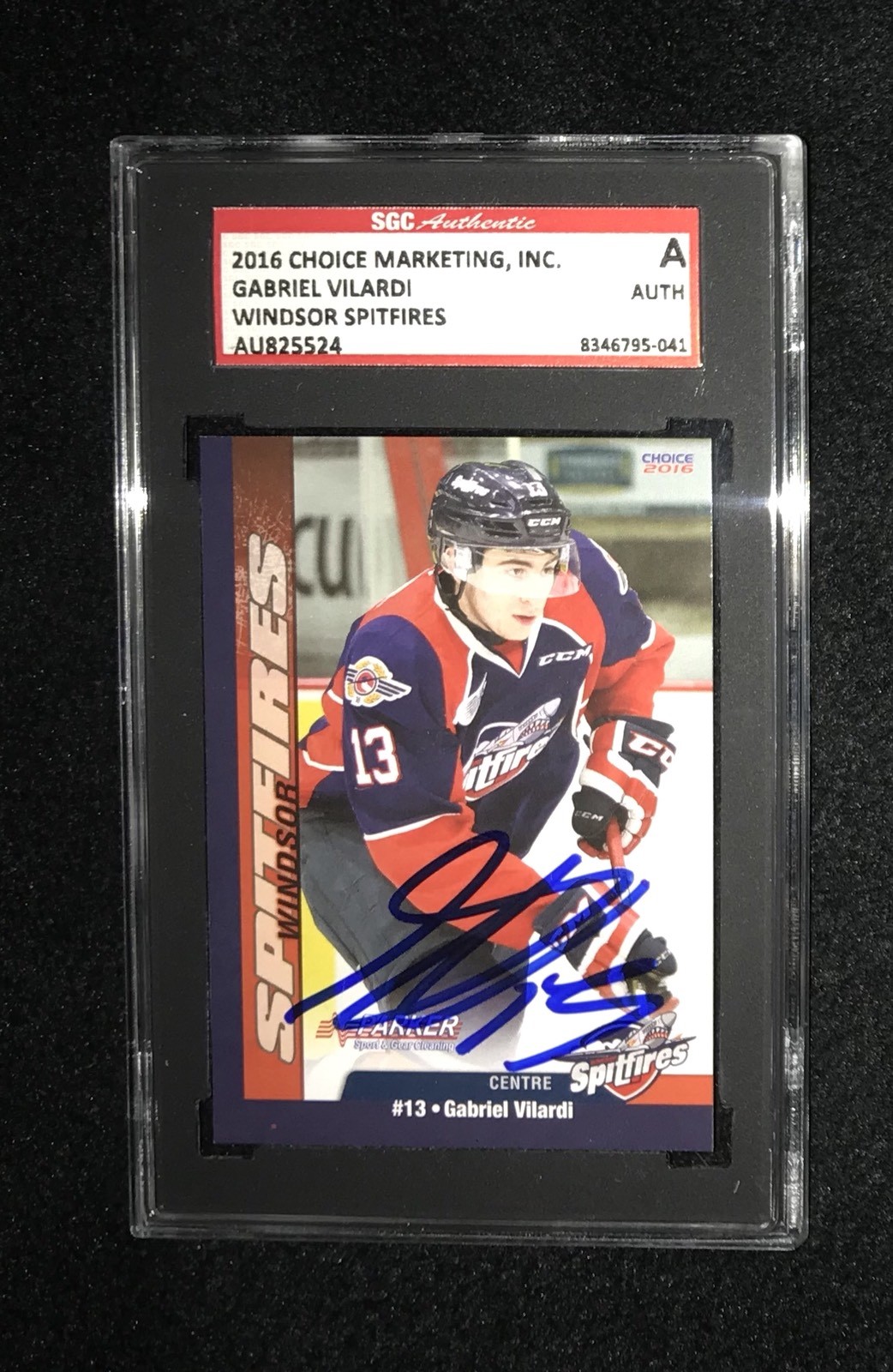 GABRIEL VILARDI SIGNED WINDSOR SPITFIRES 1ST TEAM ISSUED CARD SGC AU825524 KINGS