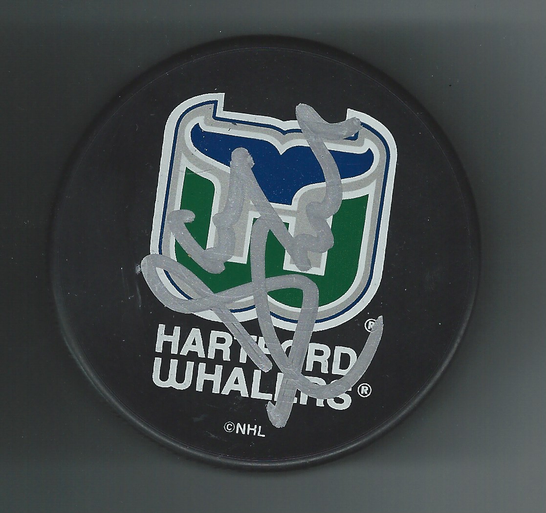 Shane Churla Signed Hartford Whalers Puck