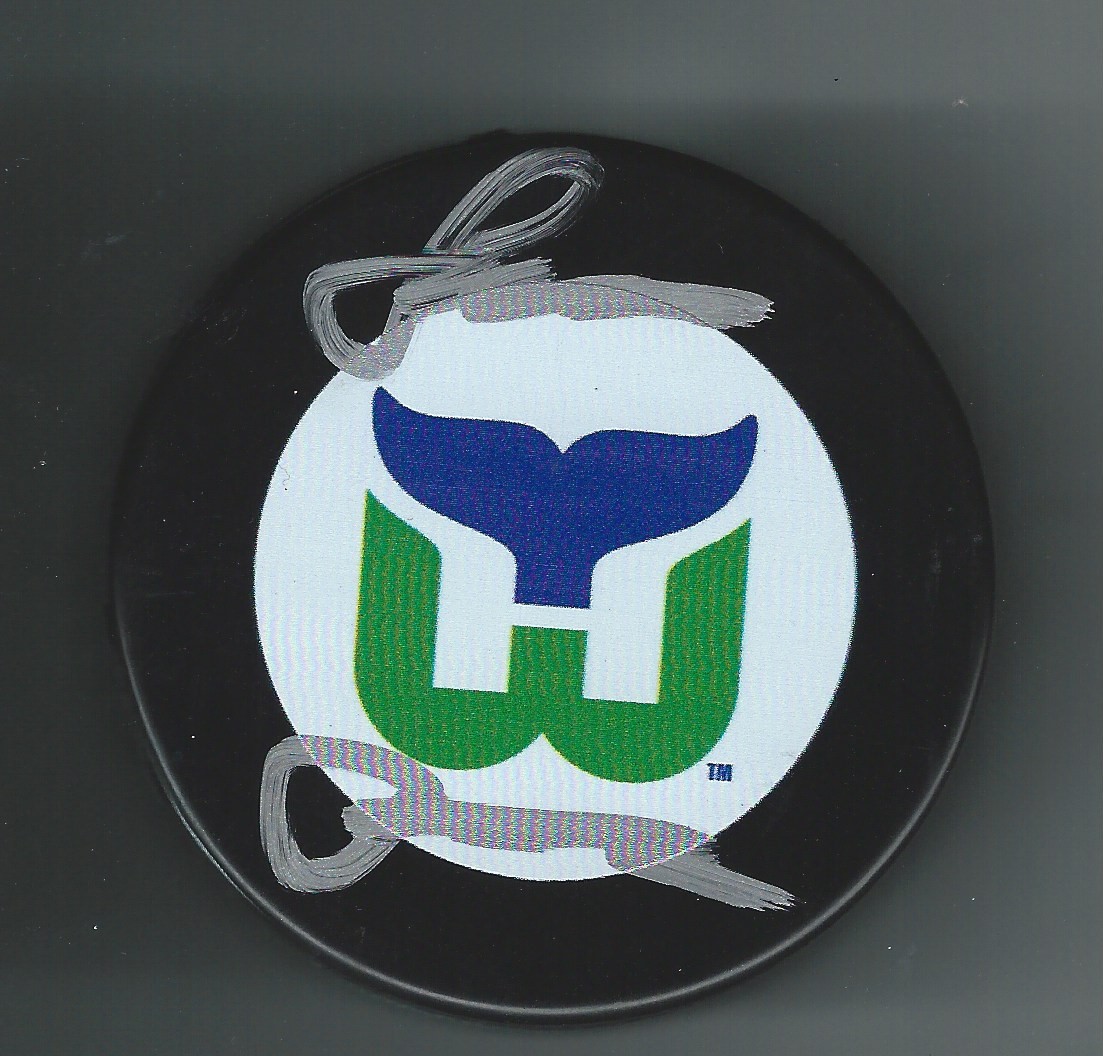 Larry Pleau Signed Hartford Whalers Puck