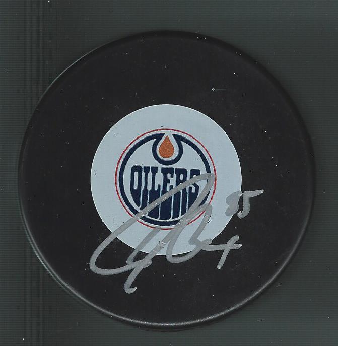 Liam Reddox Signed Edmonton Oilers Puck