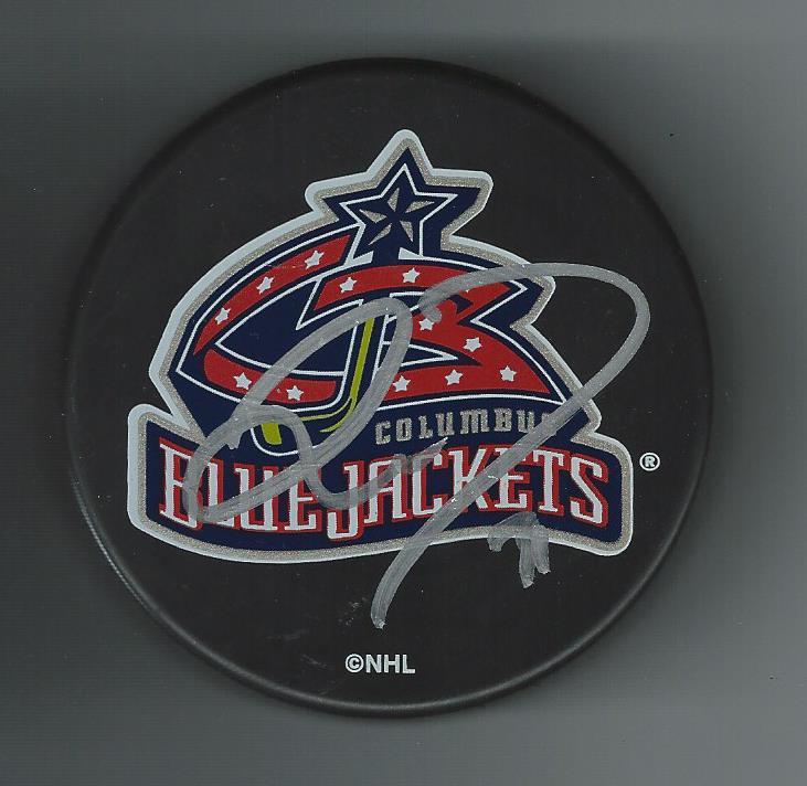 Pascal LeClaire Signed Columbus Blue Jackets Souvenir Puck Original Logo