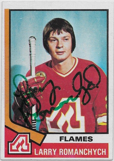 Larry Romanchych Signed 1974-75 Topps Card #157 Atlanta Flames