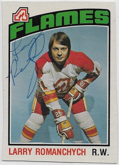Larry Romanchych Signed 1976-77 O-Pee-Chee OPC Card #281 Atlanta Flames