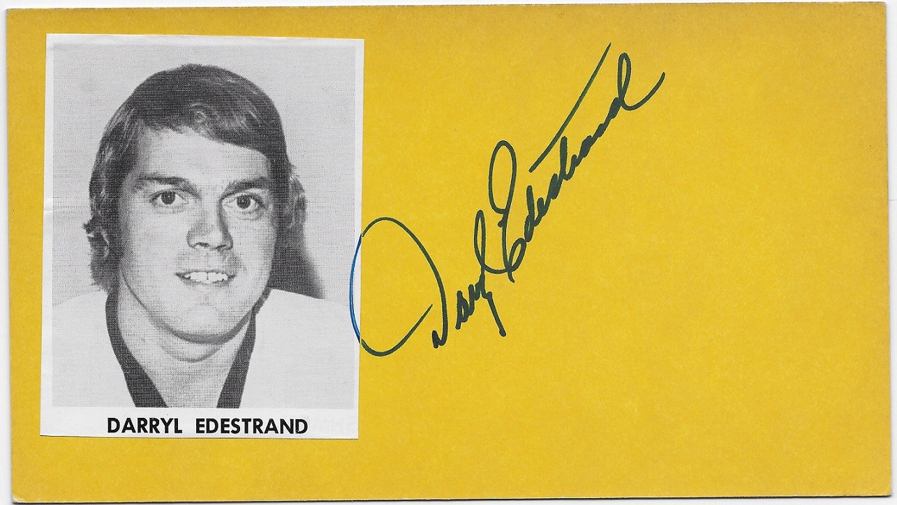 Darryl Edestrand Signed Index Card Blues Penguins Bruins Kings Flyers Dec. 2017