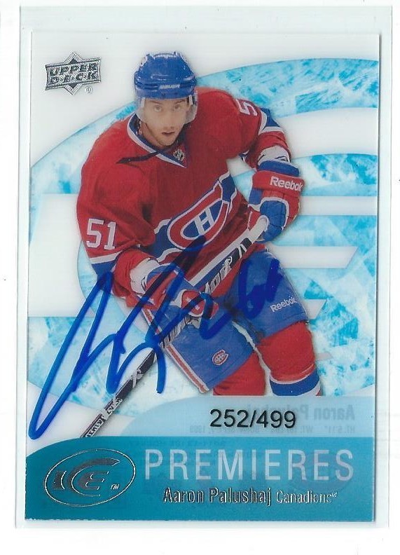 Aaron Palushaj Signed 2011/12 Upper Deck Ice Premiers Rookie Card #78