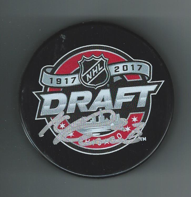 Michael Rasmussen Signed Detroit Red Wings 2017 Draft Puck